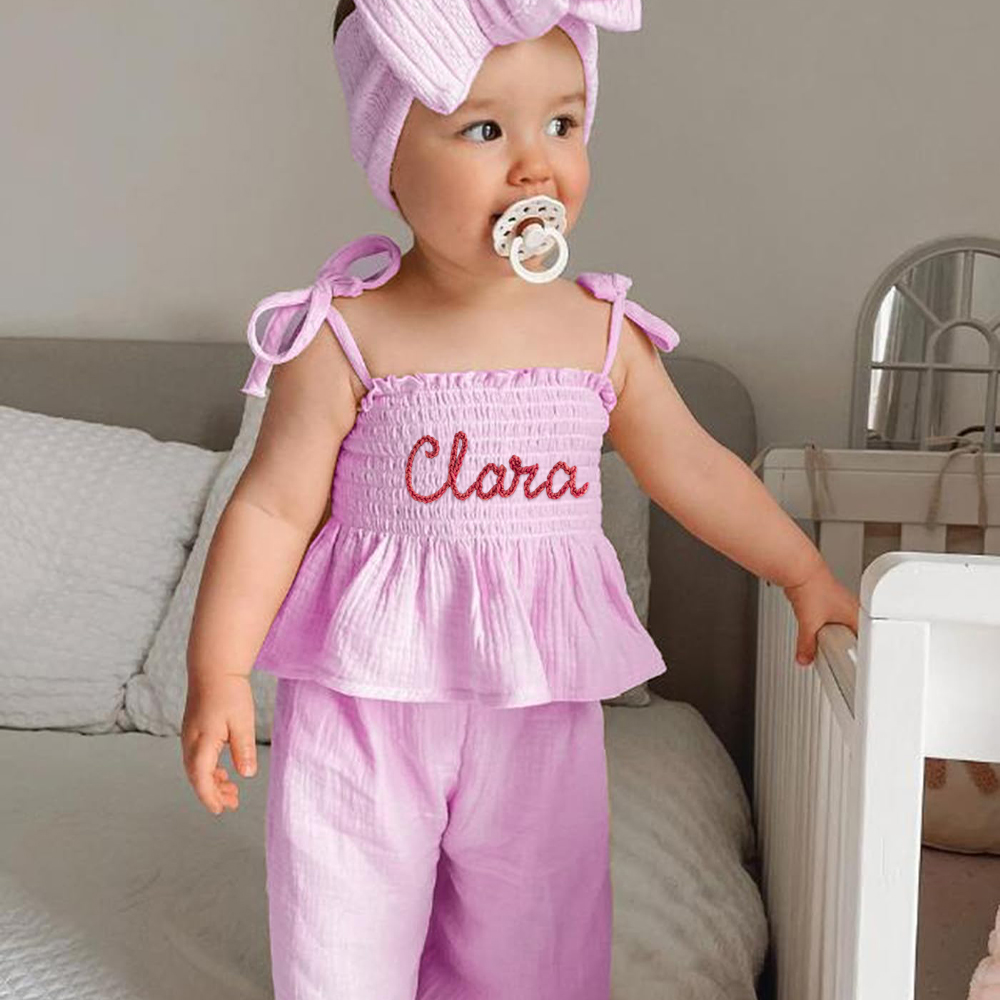 Personalised Hand Embroidery Toddler Girl Outfit | CWBaby313
