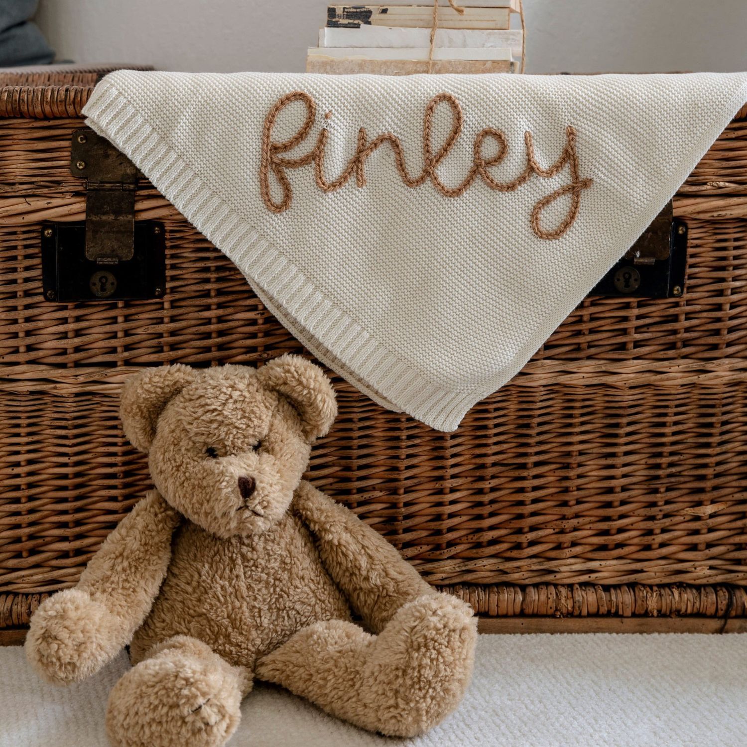 Personalized Hand Embroidered Knit Baby Blanket for Unique Gift | CWBaby52