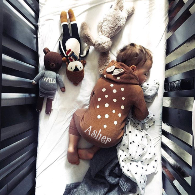Personalized Baby Cute Bambi Hooded Jumpsuit | CWBaby319