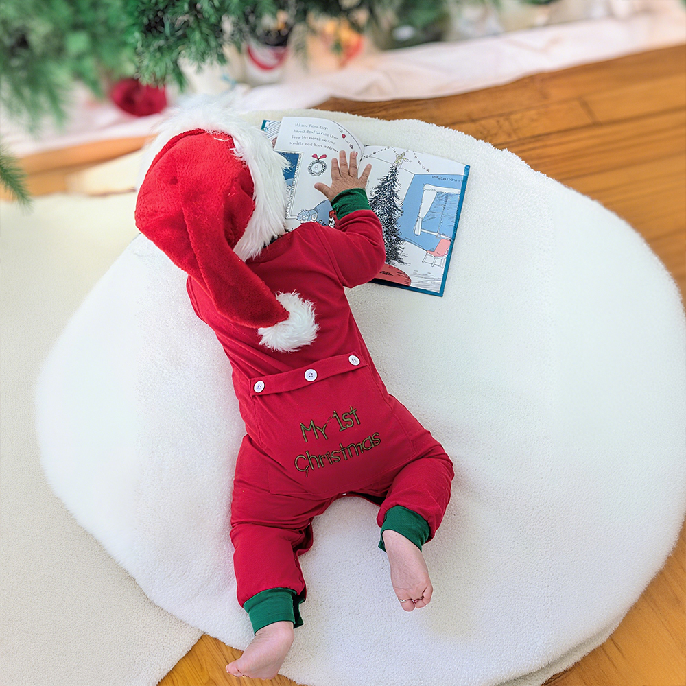 Personalized Embroidery My 1st Christmas Button Down Jumpsuit | MCGift175