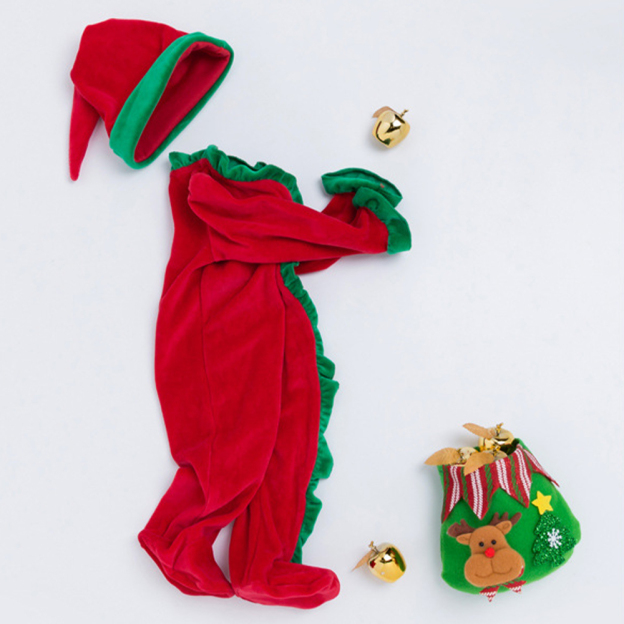 Personalized Newborn Christmas Velvet Ruffle Romper | MCGift176