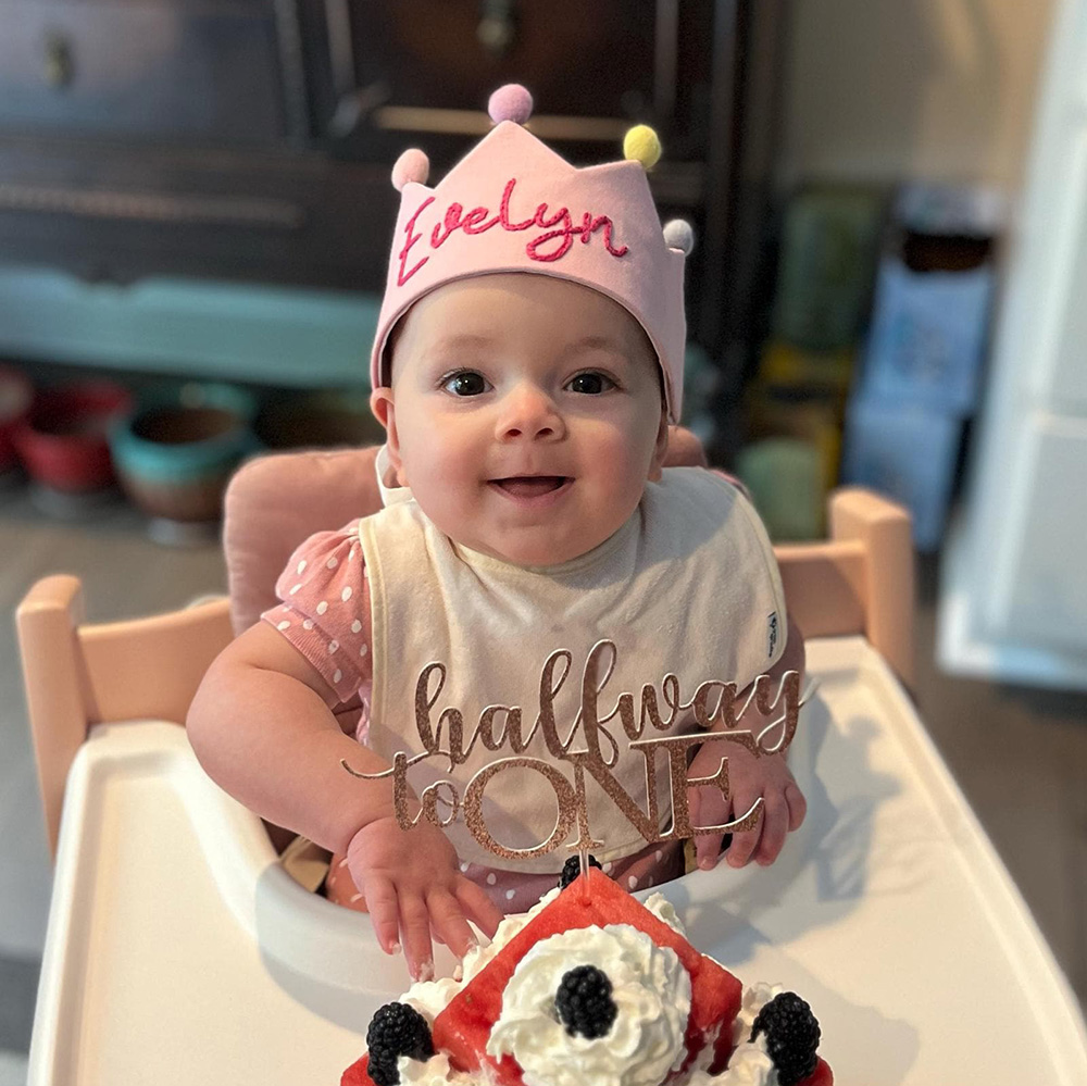 Personalized Hand Embroidered Baby Birthday Party Crown | CWBaby321