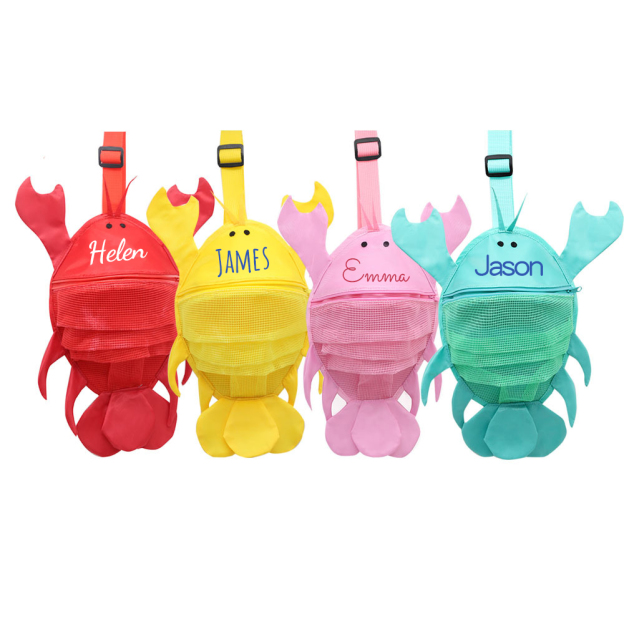Personalized Lovely Lobster Seashell Zipper Mesh Beach Bag | CWBeach94