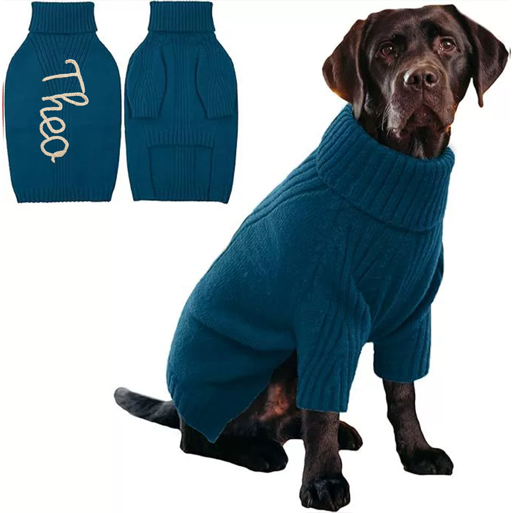 Personalized Hand Embroidery Pets Christmas Knit Sweater | BKPet235
