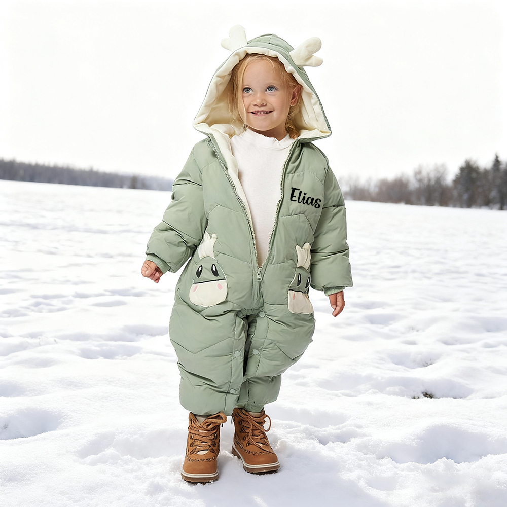 Personalized Baby Antler Lightweight Down Cotton Romper | CWBaby326
