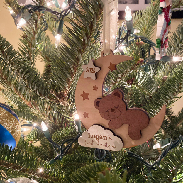 Personalized Baby First Christmas Lovely Moon Bear Ornament | MCGift190