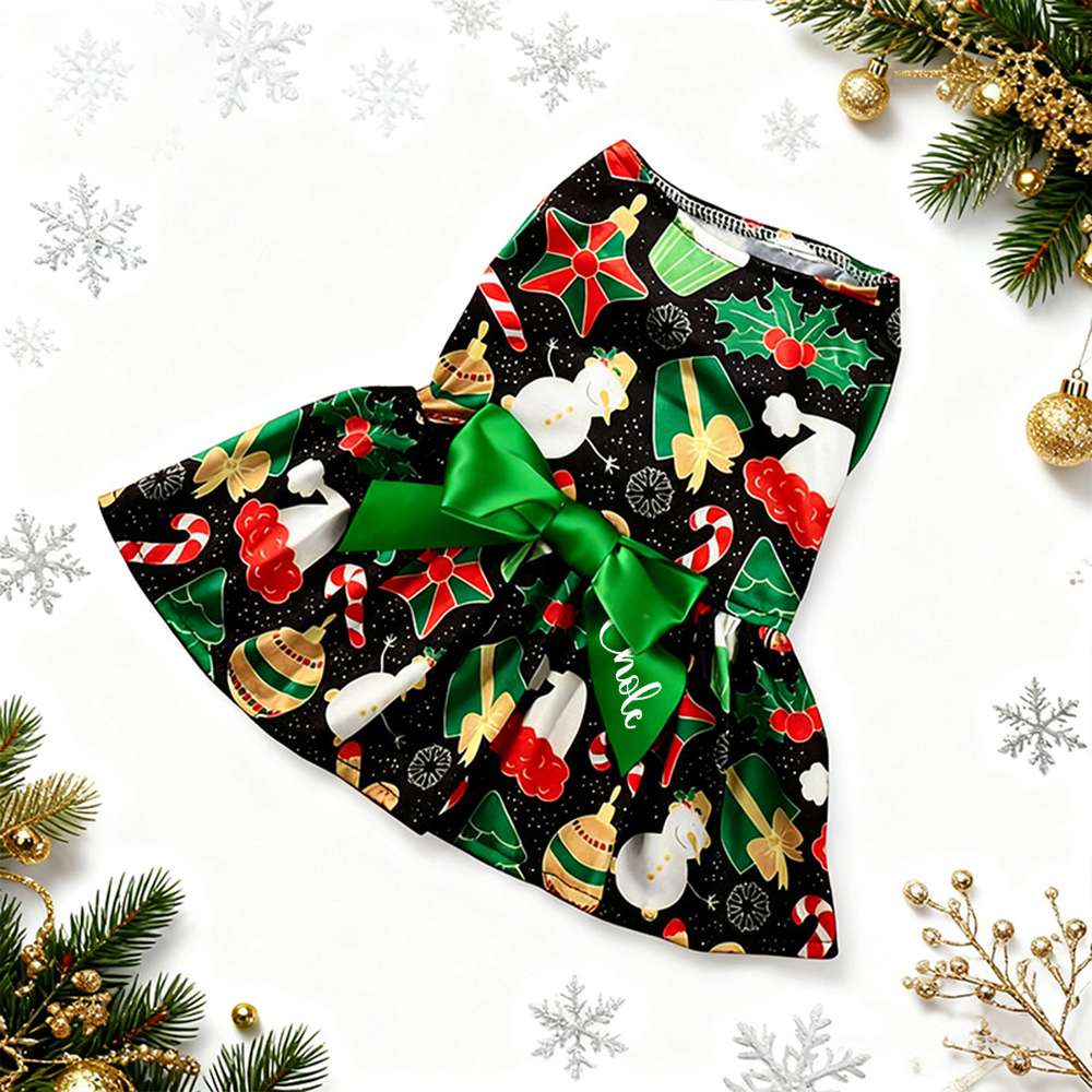 Personalized Pet Large Size Christmas Lovely Bow Dress | MCGift197