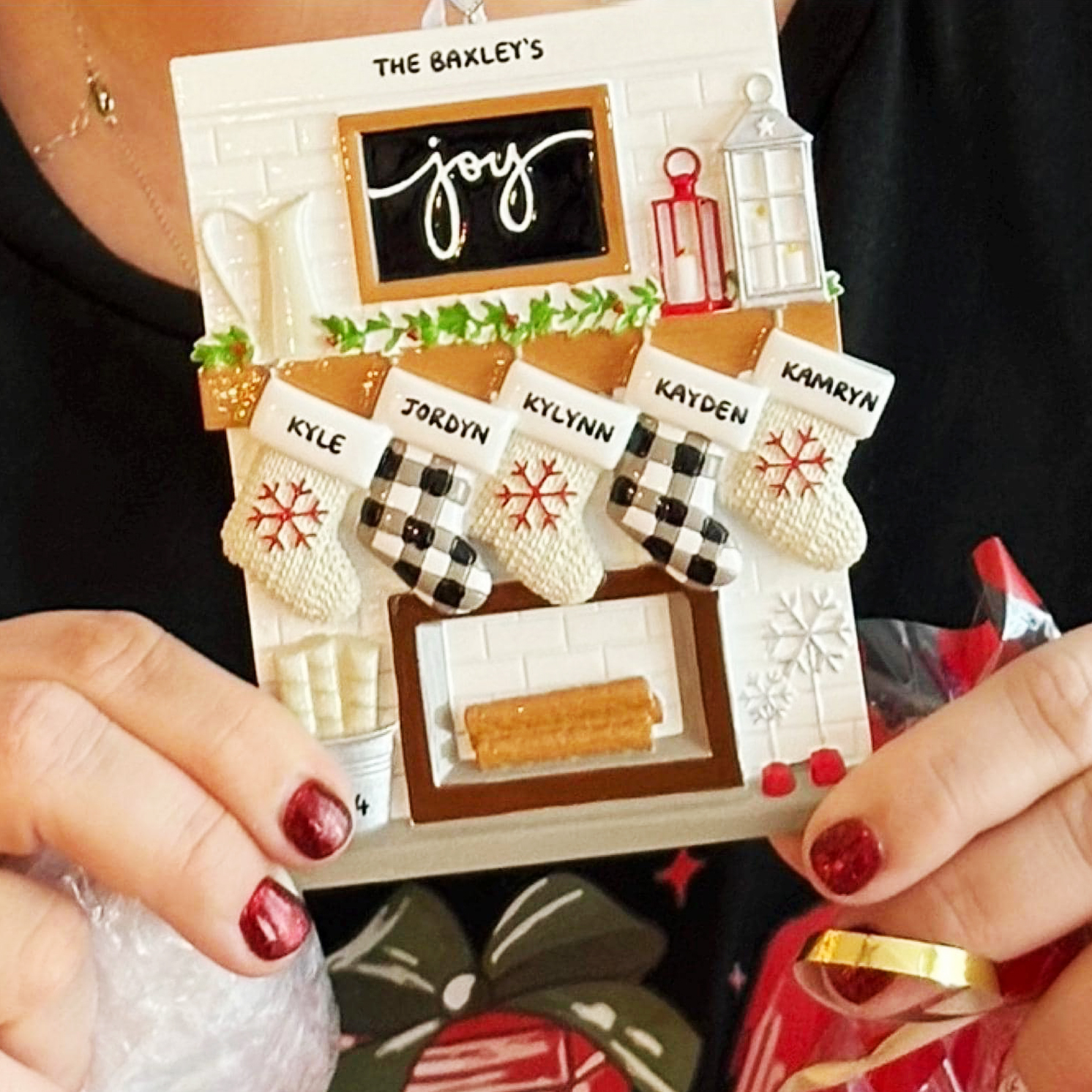Personalised Fireplace Family Christmas Ornament | MCGift201