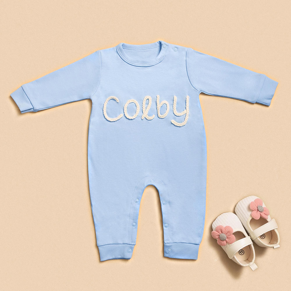 Personalized Hand Embroidered Baby Coming Home Romper | CWBaby337