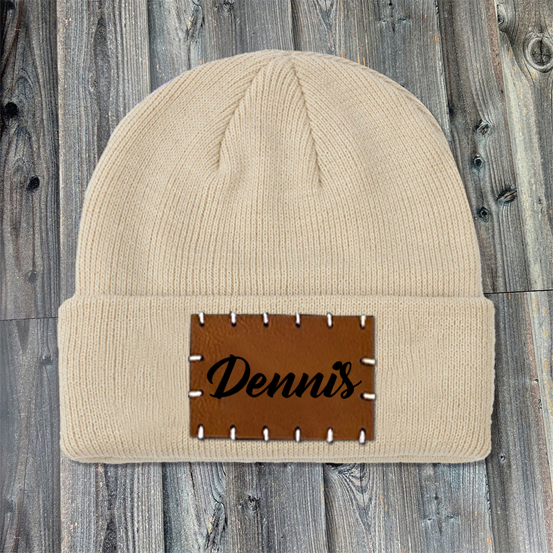 Personalized Leather Patch Beanie for Comfort & Unique | HSKid3301