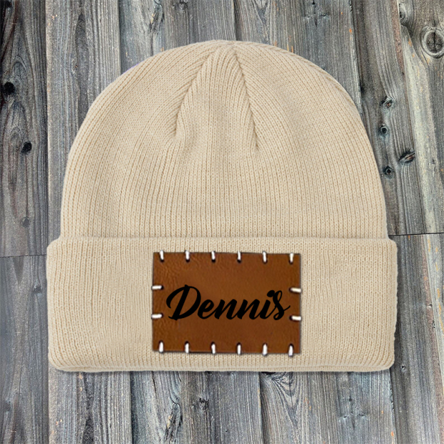 Personalized Leather Patch Beanie for Comfort & Unique | HSKid3301