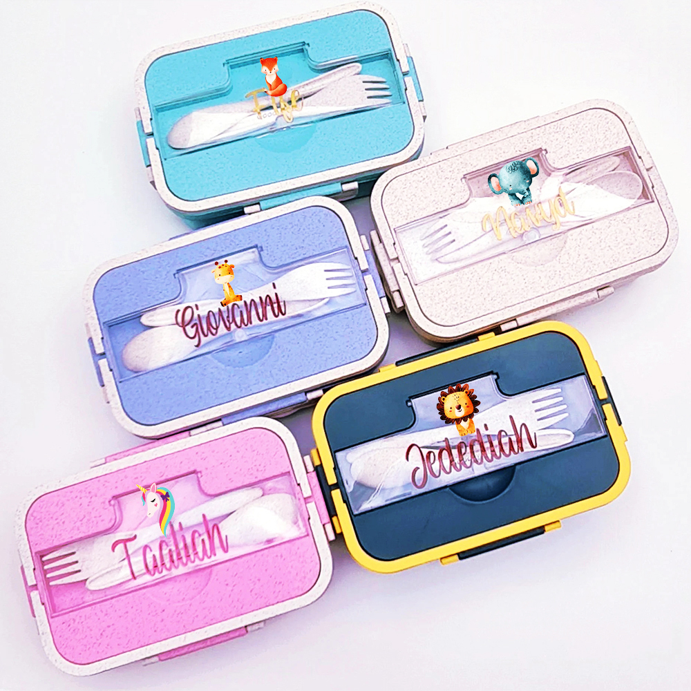 Personalized Kid Lovely Wheat Straw Bento Lunch Box | CWBaby99