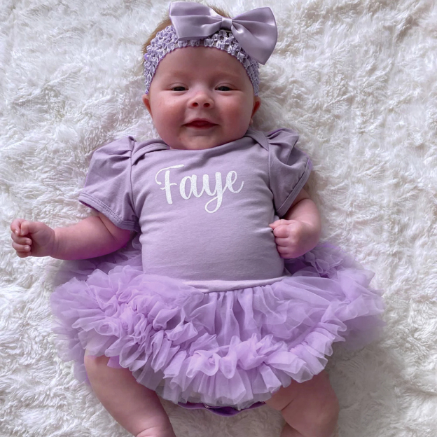 Personalized Baby Cotton Soft TuTu Romper With Headband | CWBaby135