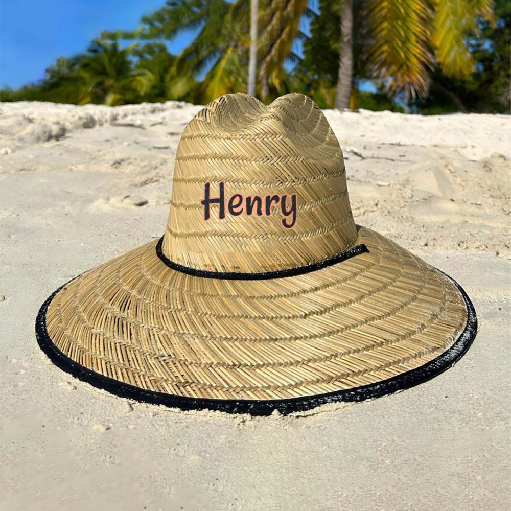 Personalized Summer Leather Name Straw Hat for Comfort & Unique | CWBeach123
