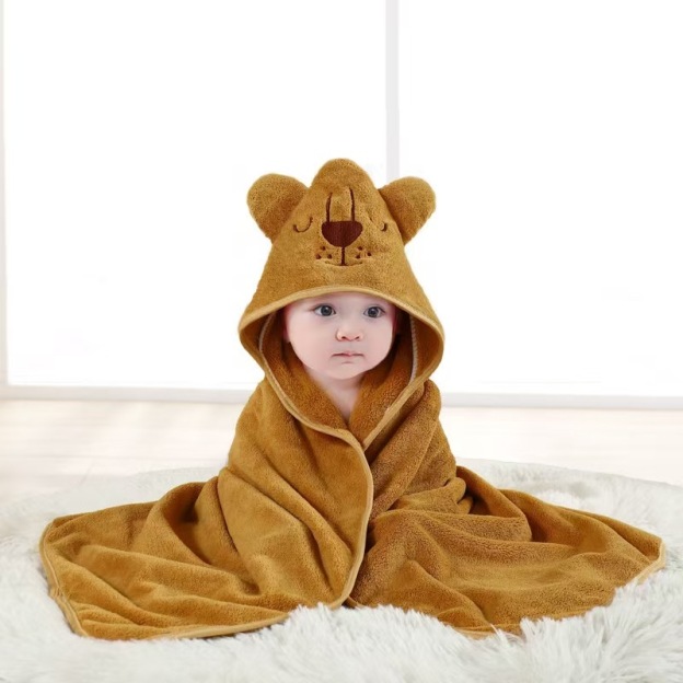 Personalized Embroidery Animal Coral Fleece Soft Hooded Towel | CWBaby142