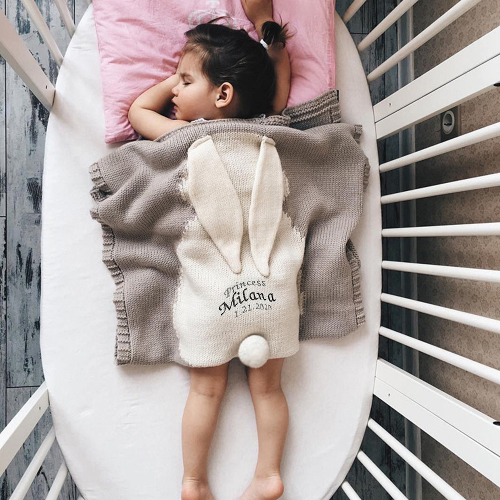 Personalized Embroidered Knit Baby Blanket for Unique Gift | CWBaby118