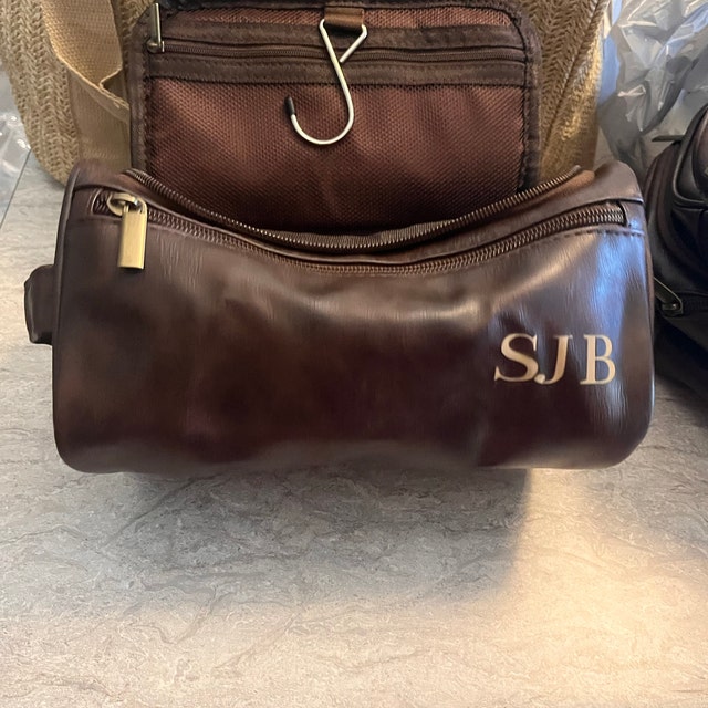 Personalized Leather Monogram Engraved Wash Bag for Unique & Love | JNSBag05