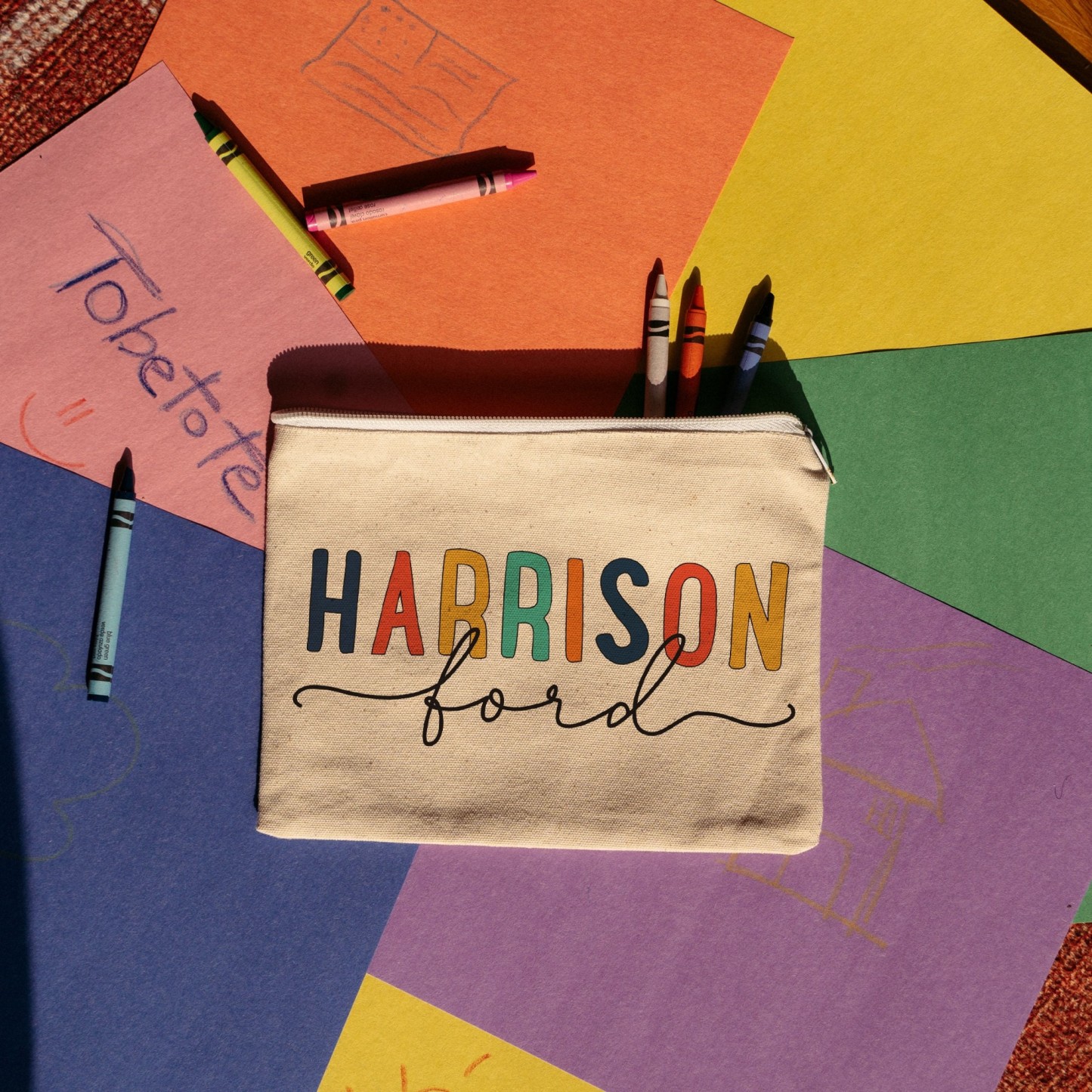 Personalized Kids Color Canvas Pencil Case | CWToy47