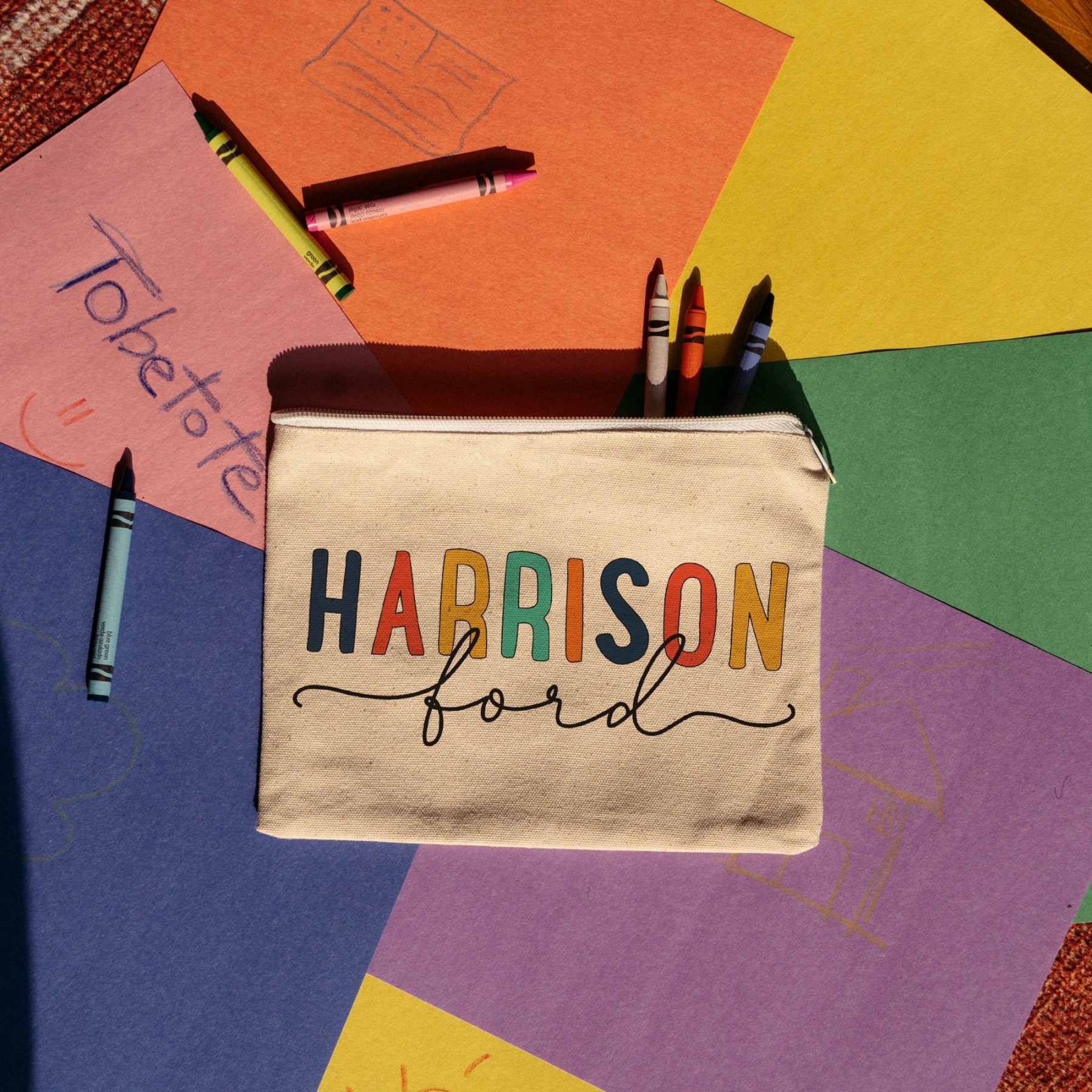 Personalized Kids Color Canvas Pencil Case | CWToy47