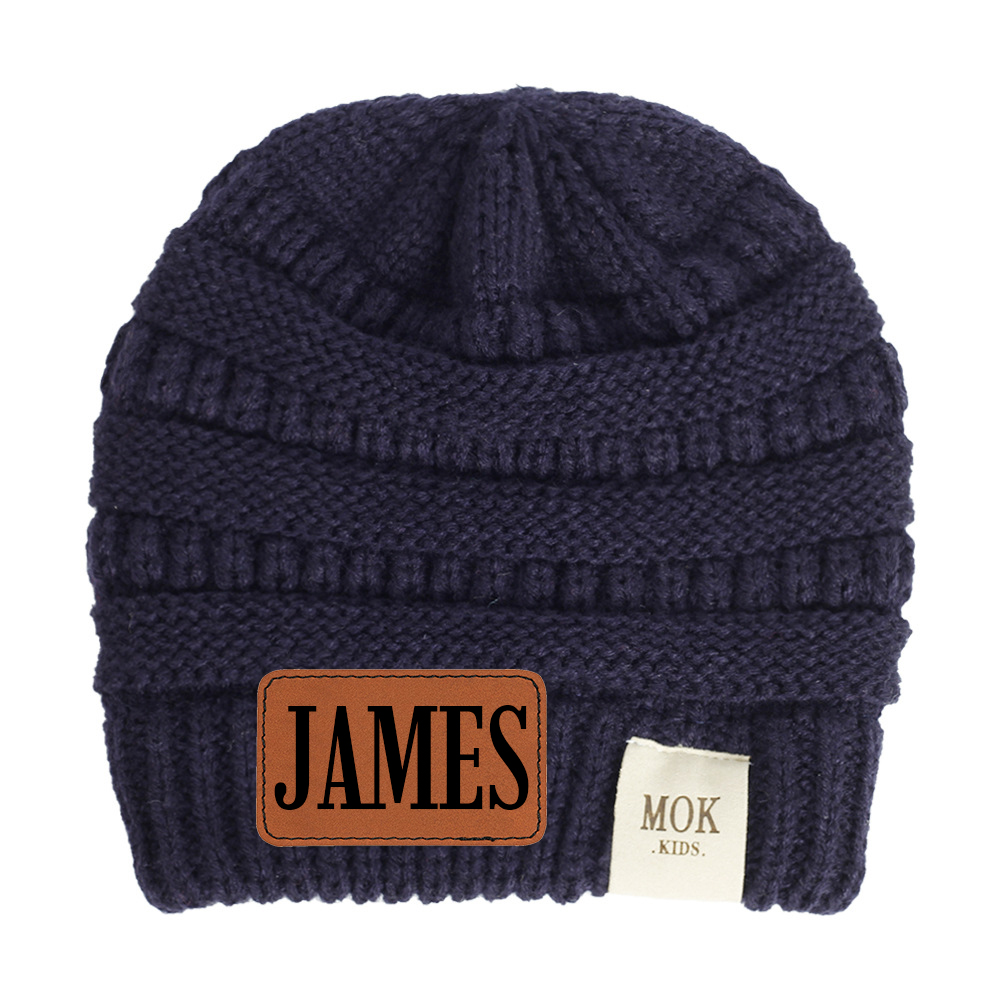 Personalized Leather Patch Kid Beanie for Comfort & Unique | HSKid29