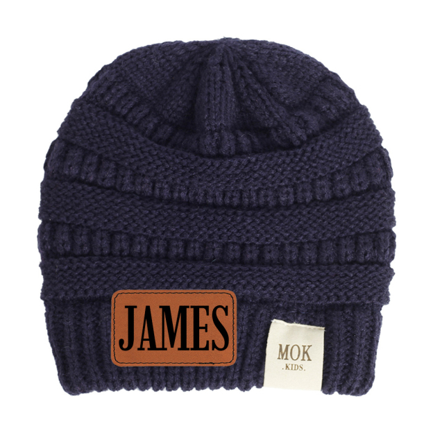 Personalized Leather Patch Kid Beanie for Comfort & Unique | HSKid29
