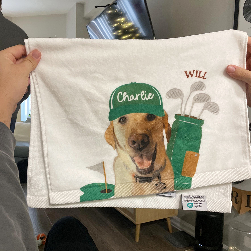 Personalized Pet Portrait Golf Towel For Golf Lover | CWGift36