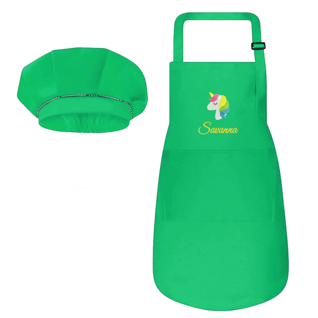 Personalized Embroidery Color Apron and Hat Set for Kid | Apron26