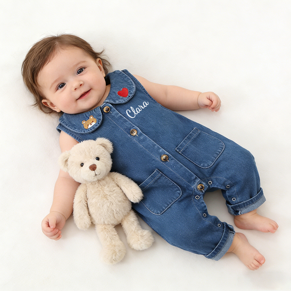 Personalized Baby Lovely Cozy Denim Overalls | CWBaby455