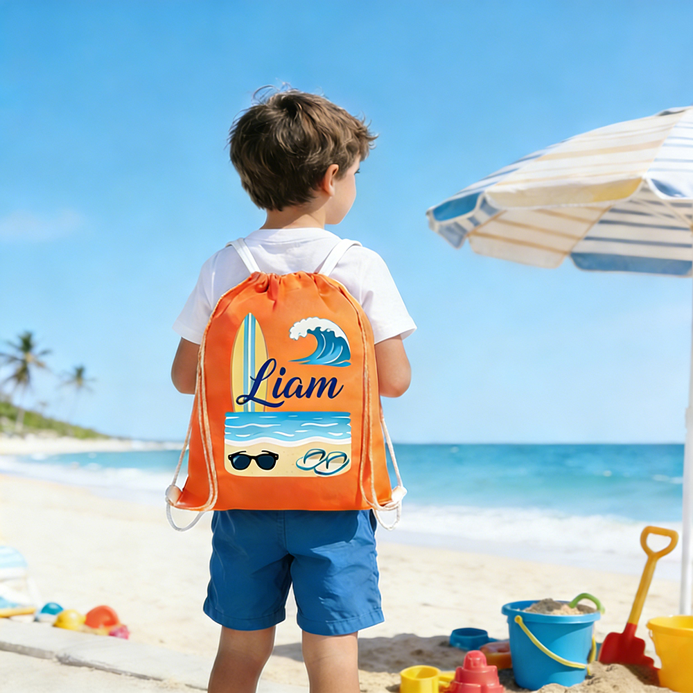 Personalized Kid Summer Beach Drawstring Bag | CWBeach220