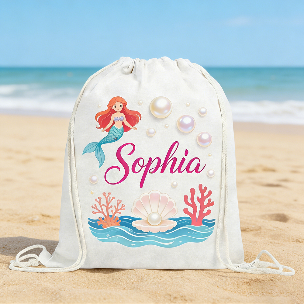 Personalized Kid Summer Beach Drawstring Bag | CWBeach220