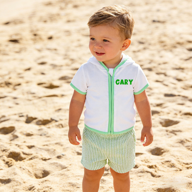 Personalized Kid Swim Cover up Hooded Robe Zippered Outfit | CWBaby459