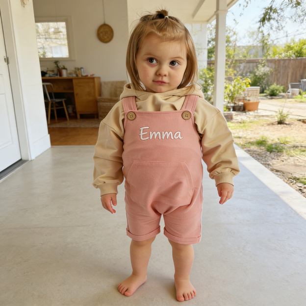Personalized Embroidery Baby Suspenders Jumpsuit | CWBaby460