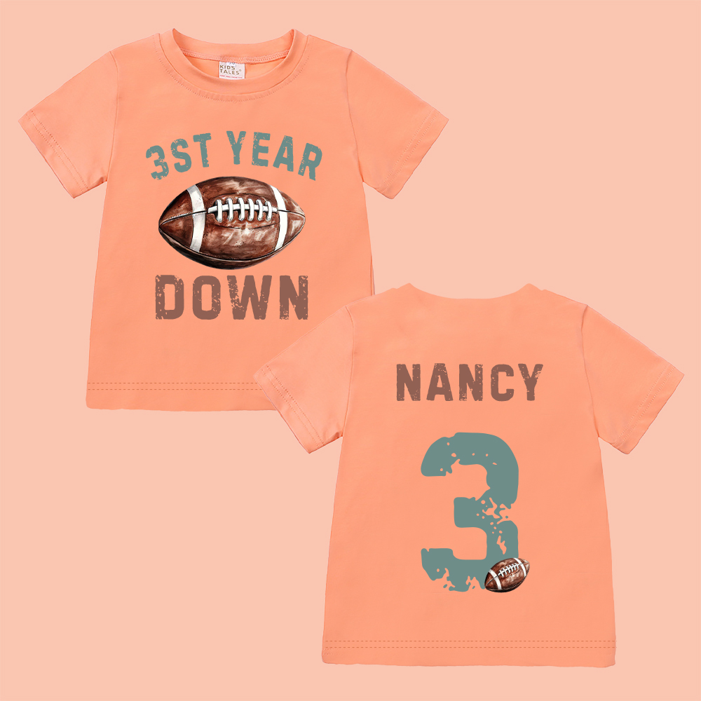 Personalized First Year Down Football Birthday T-Shirt | inBirth20