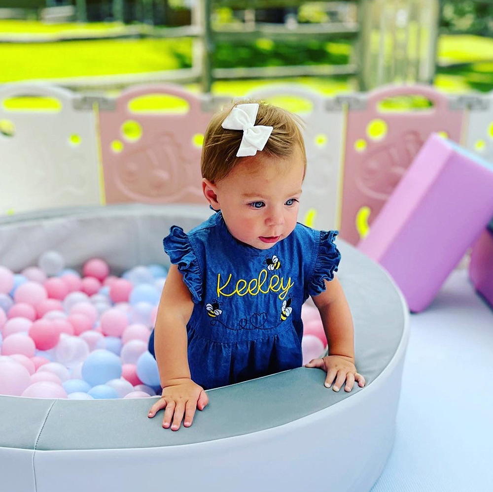 Personalized Baby Adorable BEE Denim Bubble Romper | CWBaby463