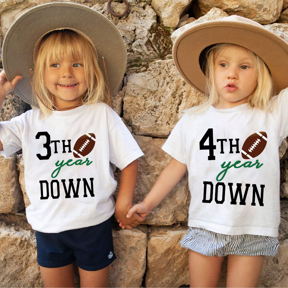 Personalized Three Year Down Football Birthday T-Shirt | inBirth21