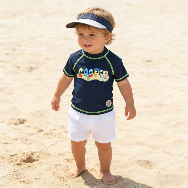 Personalized Kid Summer Beach Swim Suit Shirt | CWBeach232