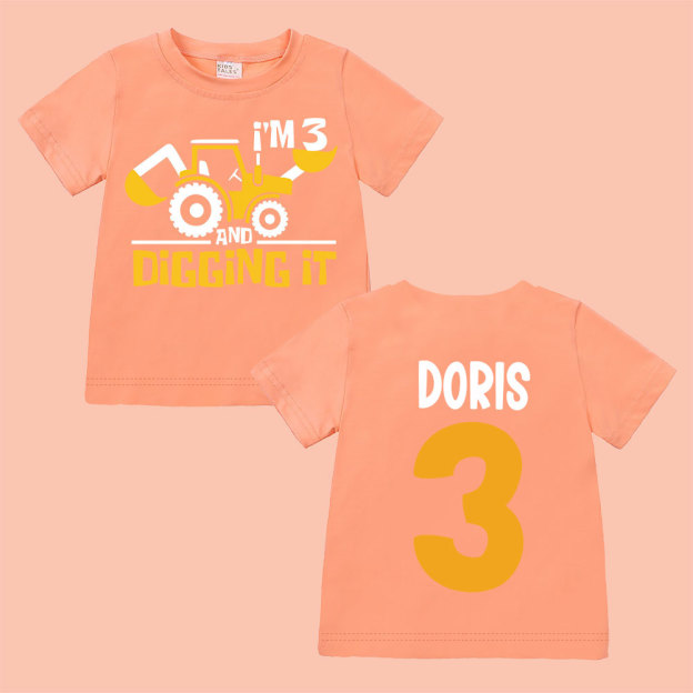 Personalized Digging It Construction Birthday T-Shirt | inBirth22