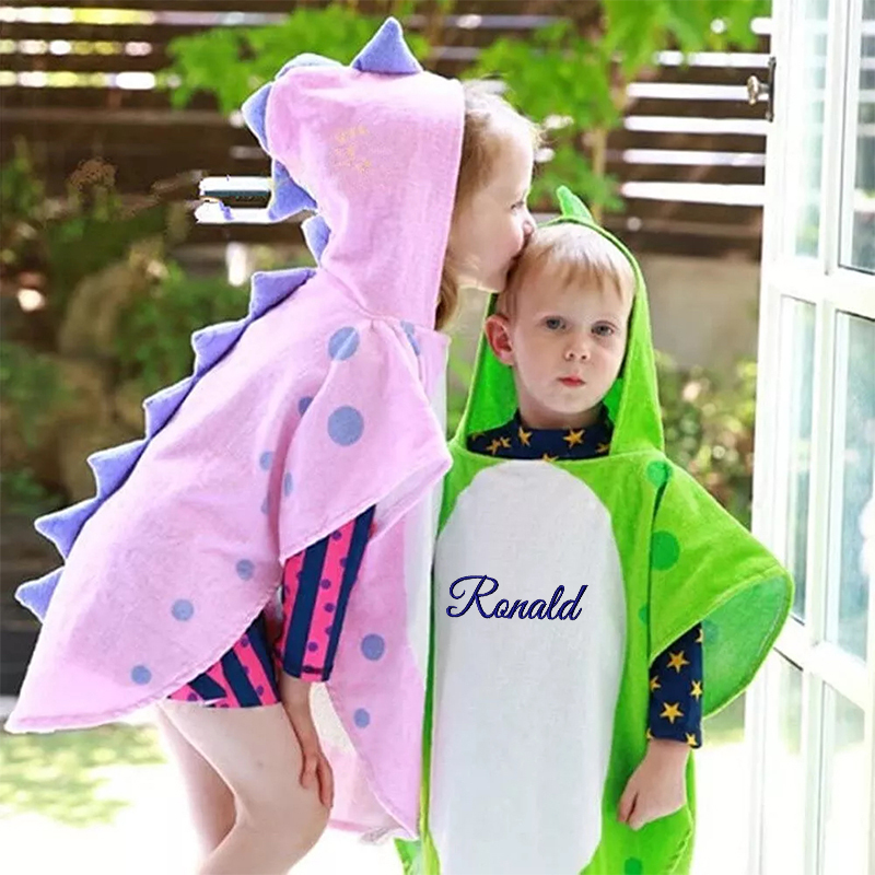 Personalized Embroidery Dinosaur Hooded Beach Towel for Summer & Beach | Cwbeach118