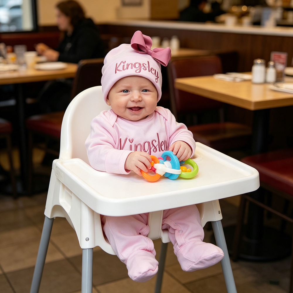 Personalized Embroidery Baby Girl Coming Home Romper and Hat Set | CWBaby482