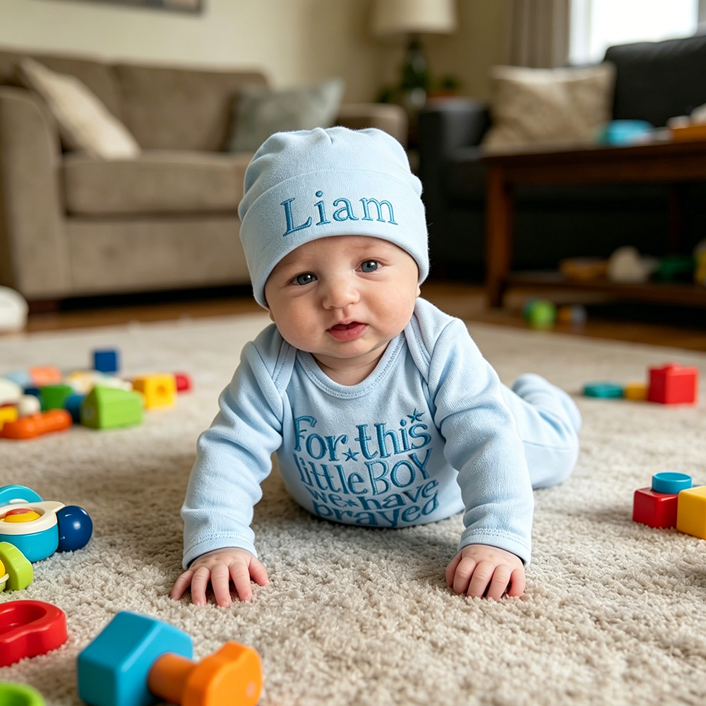 Personalized Embroidery Baby Boy Coming Home Outfit | CWBaby496