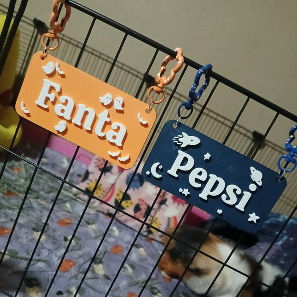 Personalized 3D Printed Pet Cage Name Tag | BKPet510