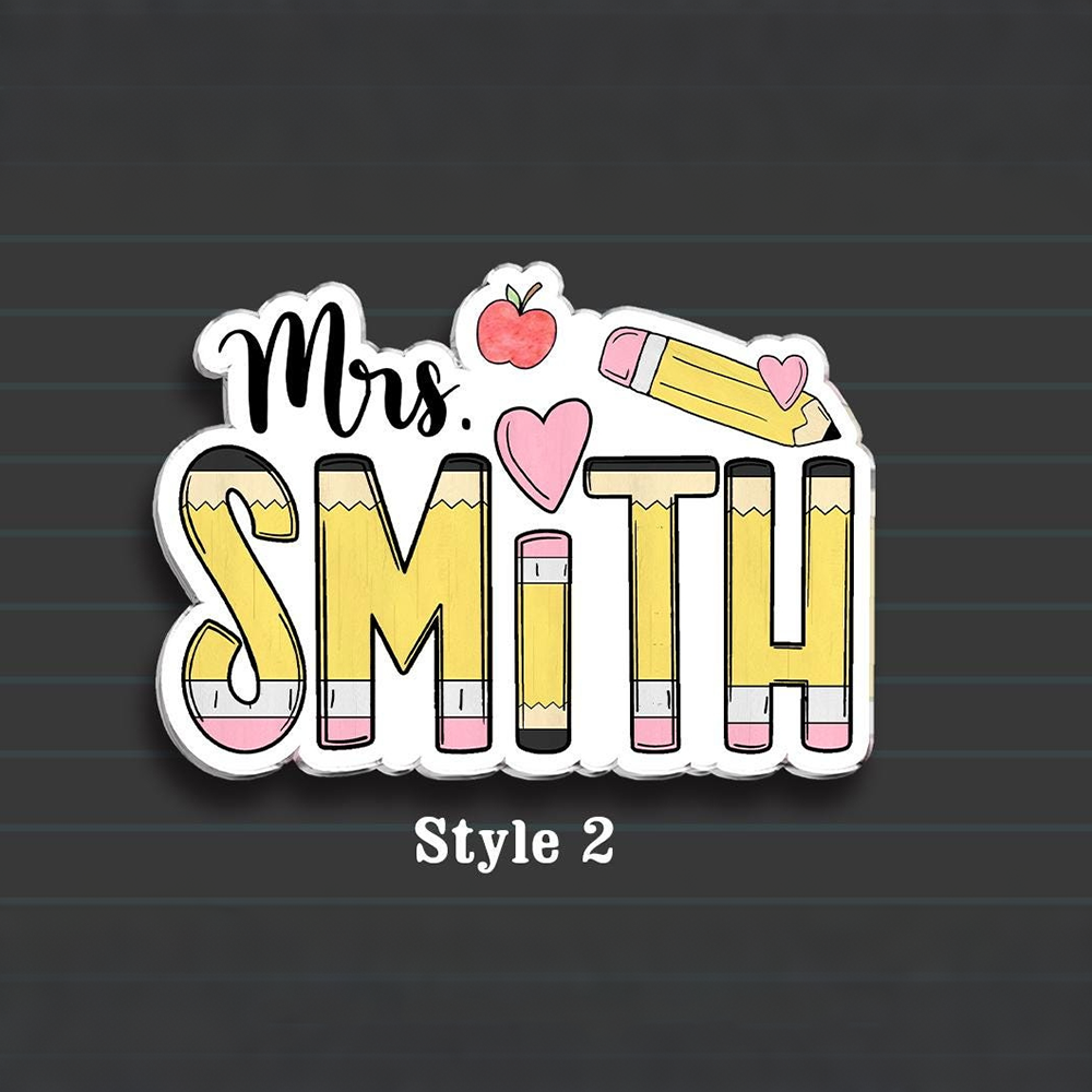 Personalized Illustrated Teacher Name Fridge Magnet | CWTeach11