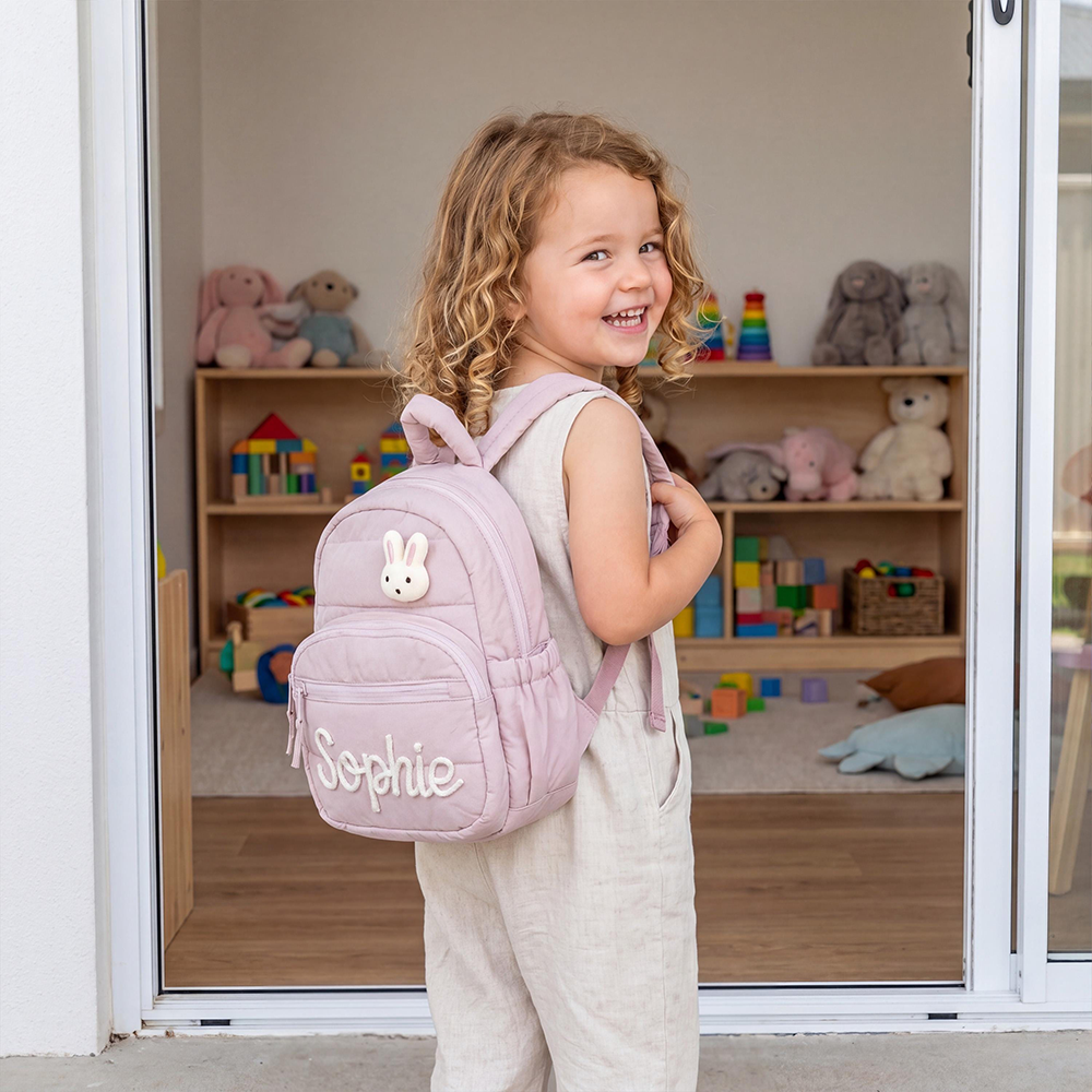 Personalized Hand Embroidery Quilted Baby Backpack | CWPack370