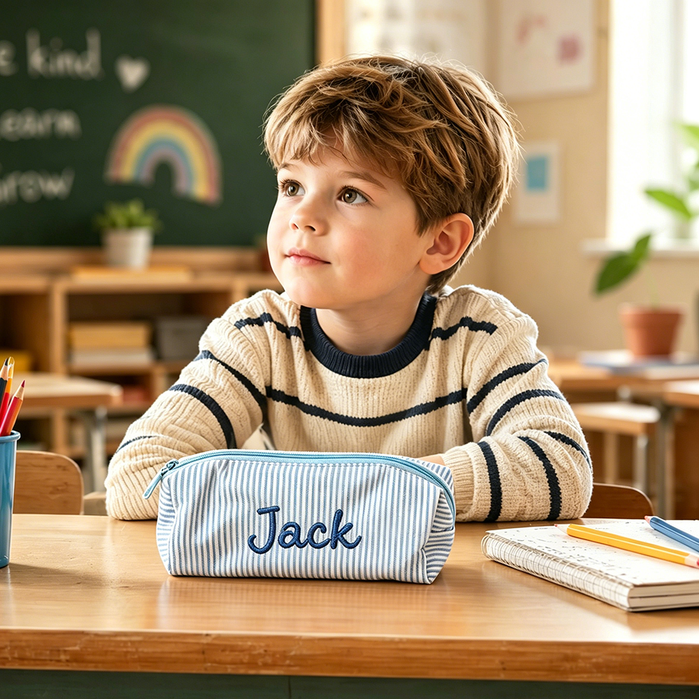 Personalized Embroidered Kids Colorful Stripe Pencil Case | CWPack371