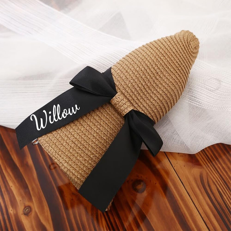 Personalized Ribbon Bow Straw Floppy Hat for Comfort & Unique | CWBeach118