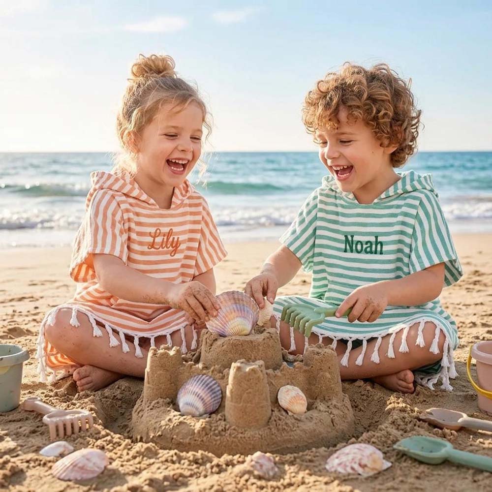 Personalized Embroidered Kids Turkish Beach Poncho | CWBeach262