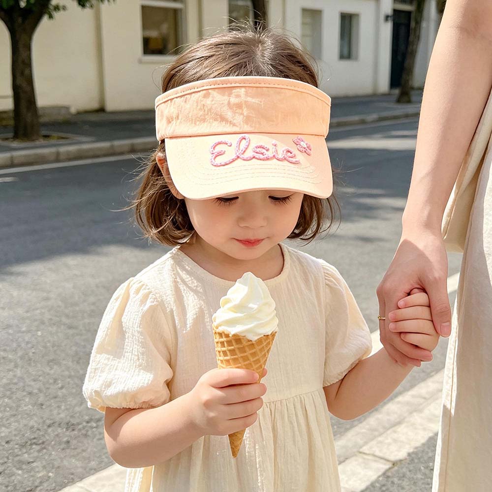 Personalized Hand Embroidery Kids Open-Top Summer Hat | CWBeach260