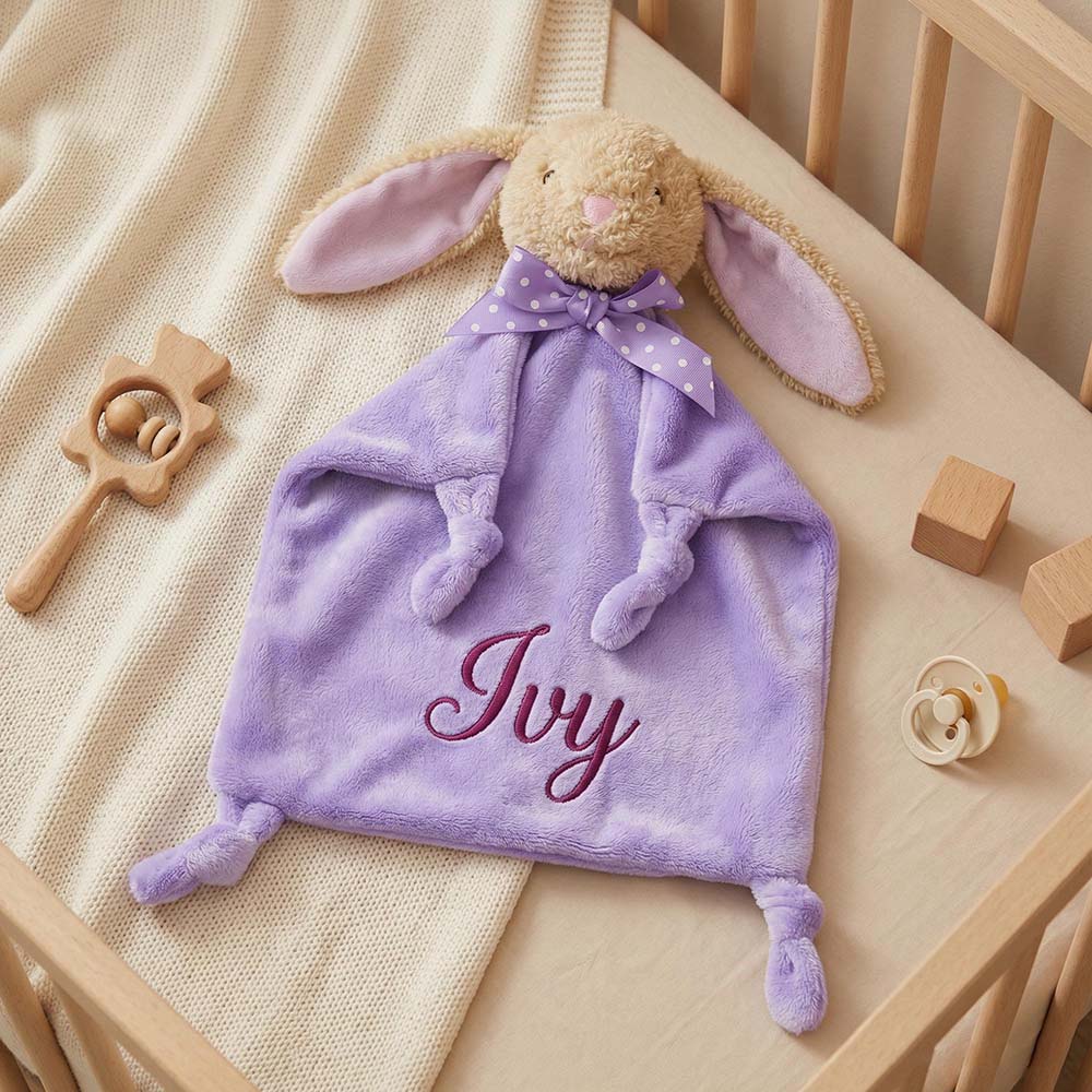 Personalized Embroidered Cute Animal Baby Security Blanket | CWToy199