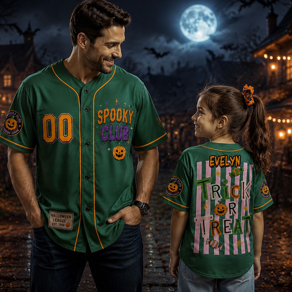 Personalized Halloween Button Up Baseball Jersey For Kid & Adult | CWHalloween94