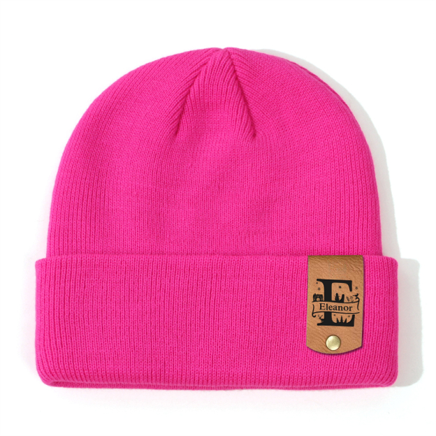 Personalized Leather Tag Infant Beanie for Comfort & Unique | HSKid31